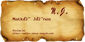Matkó János névjegykártya